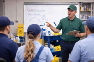 errores en capacitación de personal de limpieza en empresa